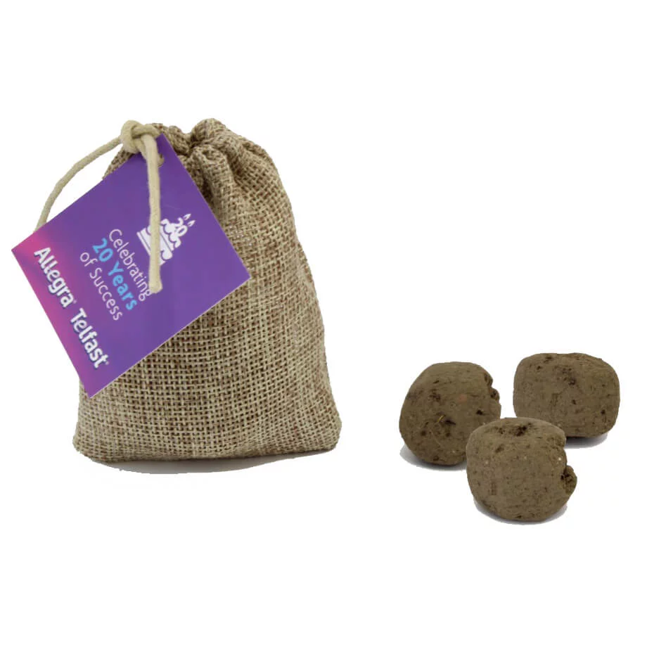 3 bombes à graines dans pochon en toile bisonne – BOMBES POCHON – Image 3