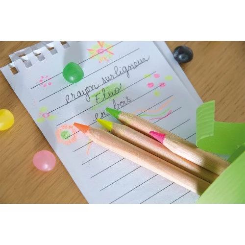 4 surligneurs fluo en bois de cèdre certifié – CHARLO – Image 4