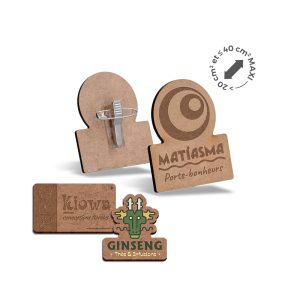 Badge sur-mesure en bois MDF avec pince-épingle – PINCO XL