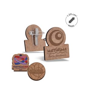 Badge sur-mesure en bois MDF avec pince-épingle – PINCO