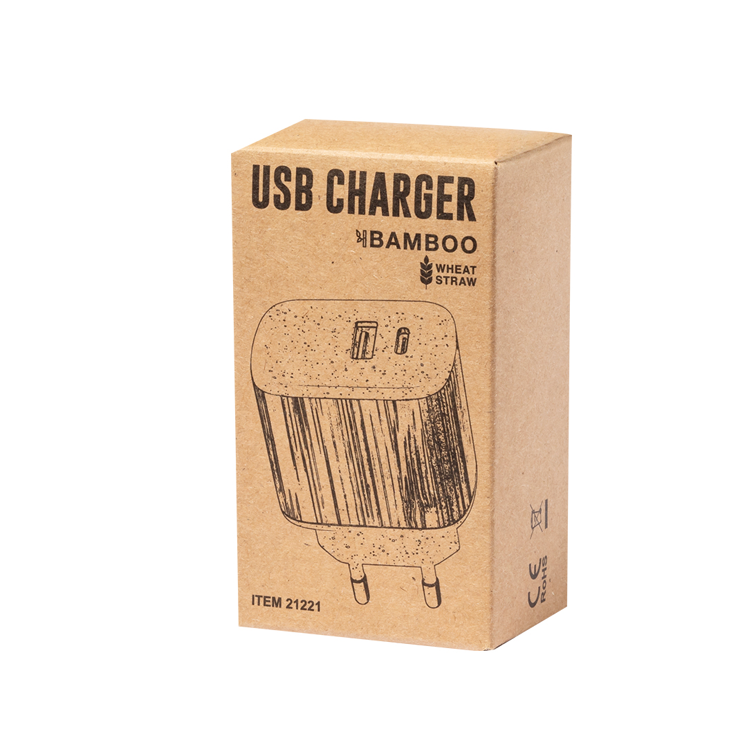 Bloc de charge rapide en paille de blé – 2 sorties – USB et USB-C – SUGAX – Image 3