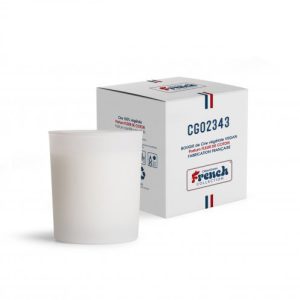 Bougie cire végétale dans verre de couleur – 140g – VEGEFLAME