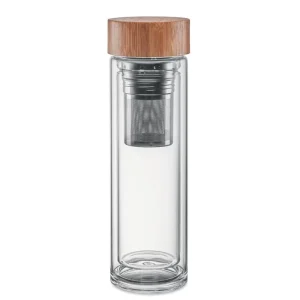 Bouteille avec infuseur à thé en verre et bambou – 420ml – BATUMI GLASS