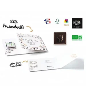 Carte de voeux avec carré de chocolat Bio – 4g – LE PETIT CARRE