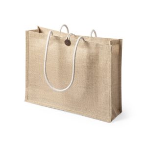 Sac cabas fermeture bouton en toile de jute – 44,5x35x14cm – TRIEX