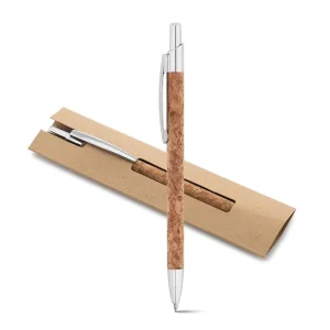Stylo bille en liège et aluminium dans étui carton – NATURA