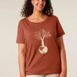 Tee-shirt Bio Femme « Save The World » terracotta
