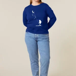 Tee-shirt Bio Manche Longue Femme « Dream Time » bleu roi
