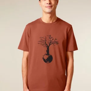 Tee-shirt Bio Homme « Save The World » terracotta
