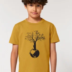 Tee-shirt Enfant Bio « Save The World » ocre