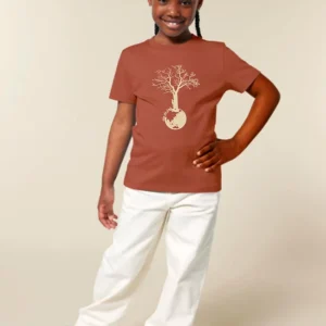 Tee-shirt Enfant Bio « Save The World » terracotta