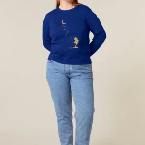 Tee-shirt Bio Manche Longue Femme « Dream Time » bleu roi