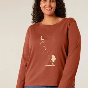 Tee-shirt Bio Manche Longue Femme « Dream Time » terracotta
