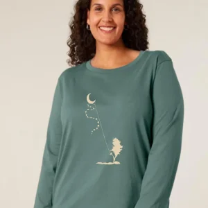 Tee-shirt Bio Manche Longue Femme « Dream Time » jade