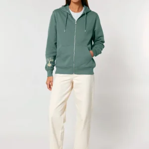 Sweat Veste Bio Unisex « Les Cinq Eléments  » jade