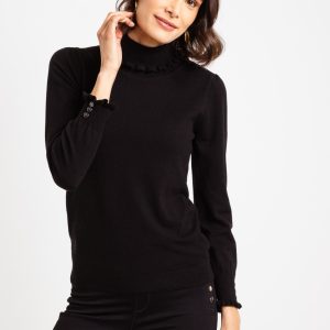 col roulé noir femme