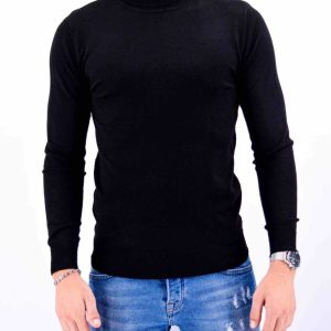 col roulé noir homme