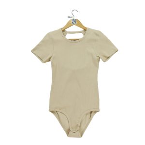 Ba&sh body manches courtes col rond dos ajouré Femme Taille S Beige
